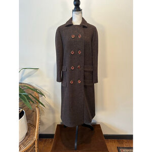 Early 1960s Ladies B. Altman Fifth Ave Wool Coat| Brown Herringbone| Union Made